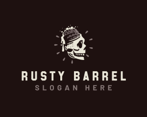 Skull Beer Barrel Brewery logo design