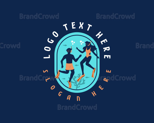 Free Diver Snorkeling Logo