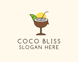 Coconut - Tropical Coconut Drink logo design
