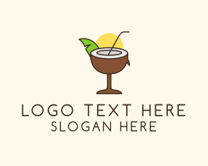 Straw - Tropical Coconut Drink logo design