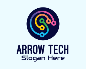 Multicolor Tech Circuits logo design