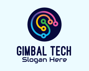 Multicolor Tech Circuits logo design