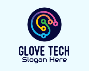 Multicolor Tech Circuits logo design