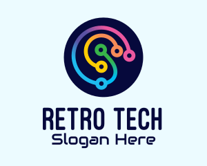 Multicolor Tech Circuits logo design