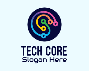 Multicolor Tech Circuits logo design