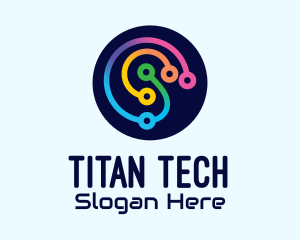 Multicolor Tech Circuits logo design