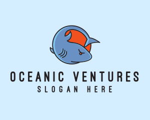 Angry Shark Cartoon logo design