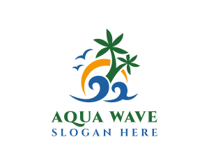 Summer Beach Resort Wave logo design