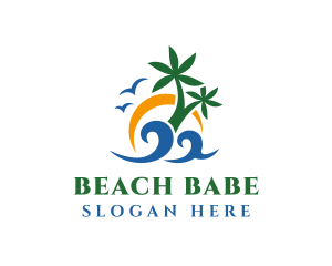 Summer Beach Resort Wave logo design