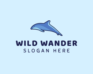 Swimming Wild Dolphin logo design