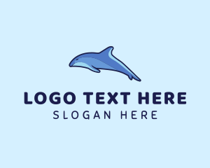 Blue Dolphin - Swimming Wild Dolphin logo design