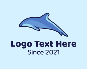 Fins - Swimming Blue Dolphin logo design