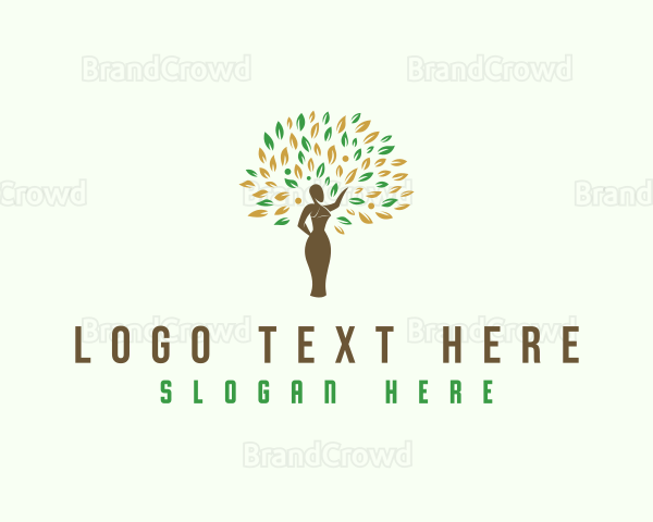 Woman Tree Leaf Logo