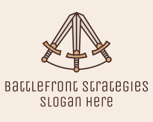 Warfare - Medieval Sword Triangle logo design