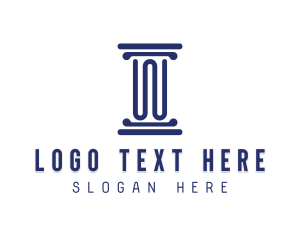 Court House - Blue Pillar Letter W logo design