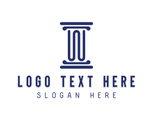 Blue Pillar Letter W Logo