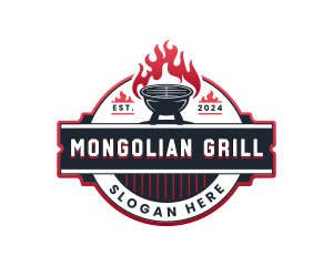 Barbecue Grill Fire logo design