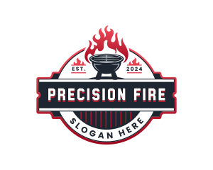 Barbecue Grill Fire logo design