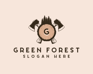 Forest Wood Axe logo design