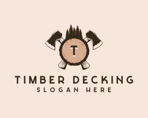 Wood Timber Axe logo design