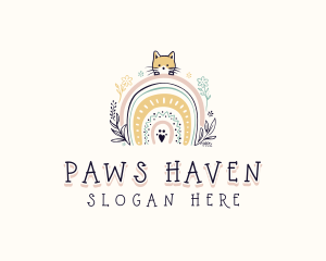 Kindergarten Cat Rainbow logo design