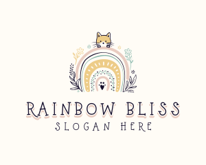 Kindergarten Cat Rainbow logo design