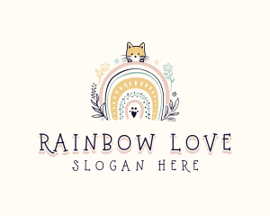 Kindergarten Cat Rainbow logo design