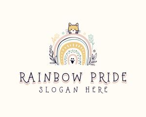 Kindergarten Cat Rainbow logo design