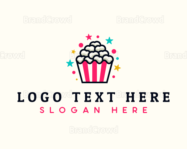 Popcorn Movie Food Logo