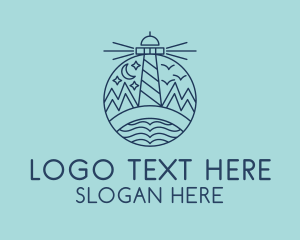 Port - Pier Lighthouse Landmark logo design