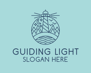 Pier Lighthouse Landmark logo design