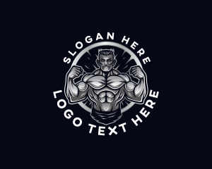 Fighter - Strength Muscle Man logo design