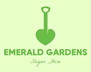 Green Shovel Heart logo design