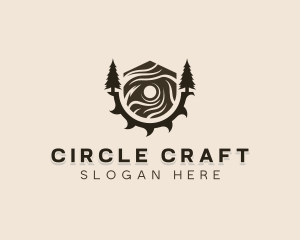 Circular Saw Pine Tree Carpentry logo design