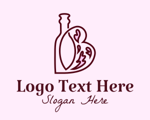 Wine Tasting - Heart Liquid Bottle logo design