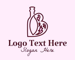 Wine Company - Heart Liquid Bottle logo design