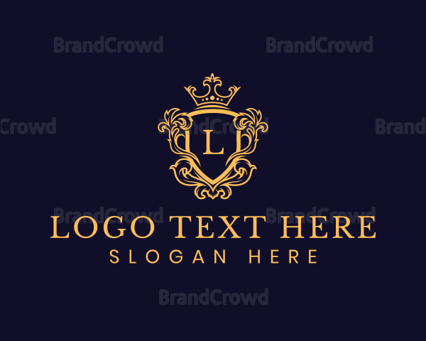 Ornate Royal Crown Shield Logo