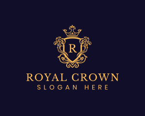 Ornate Royal Crown Shield logo design