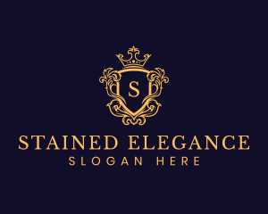 Ornate Royal Crown Shield logo design