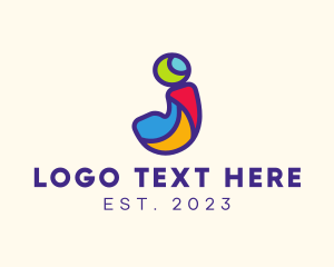Kindergarten - Colorful Glass Letter J logo design