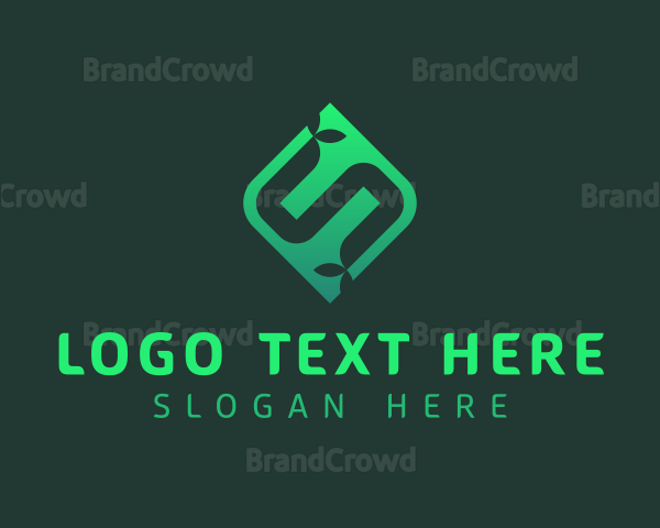 Geometric Leaf Letter S Logo