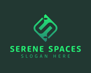 Geometric Leaf Letter S logo design