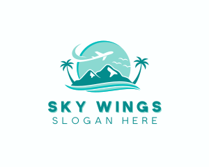 Airplane - Mountain Airplane Travel logo design