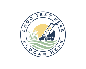 Grass Cutting Lawn Mower Logo