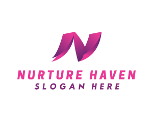 Gradient Courier Letter N logo design