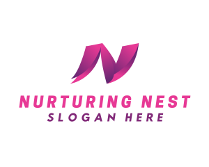 Gradient Courier Letter N logo design