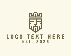 Fighter - Pixel Medieval King Crown logo design