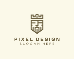 Pixel Medieval King Crown logo design