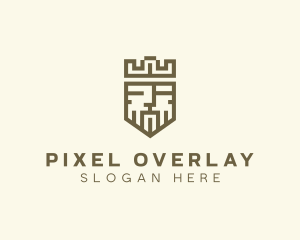 Pixel Medieval King Crown logo design