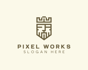 Pixel - Pixel Medieval King Crown logo design